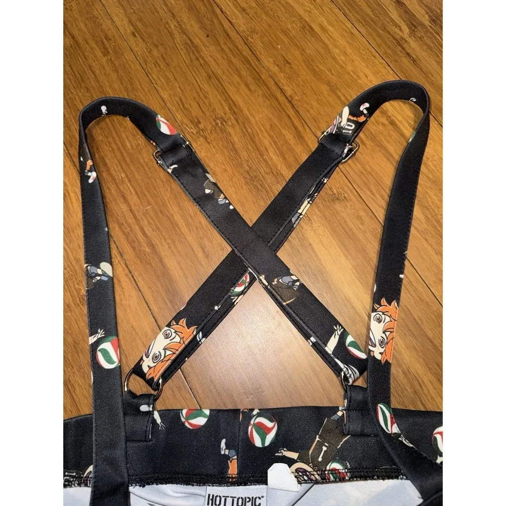 Hot Topic Haikyu Chibi Characters Suspender Skirt Womens L Black Hipster Anime - Picture 4 of 11